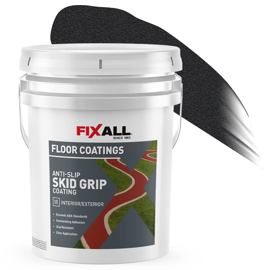 FIXALL Skid Grip Anti-Slip Coating, 5 Gallons, Jet, Exceeds ADA Standards, Ideal for Safety Areas, Slip-Resistant Pavement, Cement & Concrete Paint - color: Jet, size: 640 Fl Oz (Pack of 1)