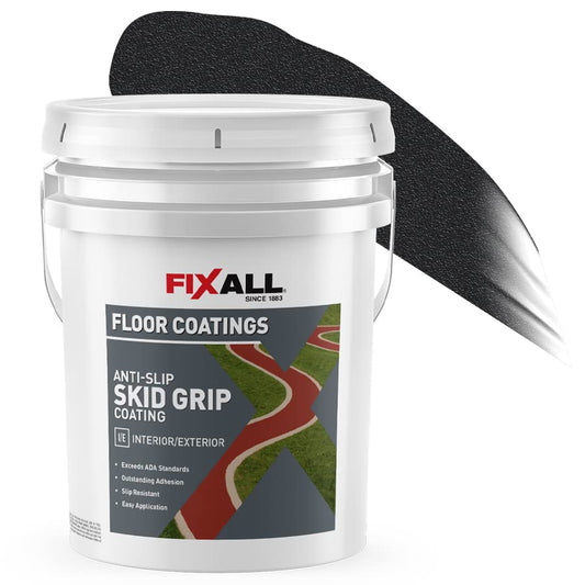 FIXALL Skid Grip Anti-Slip Coating, 5 Gallons, Jet, Exceeds ADA Standards, Ideal for Safety Areas, Slip-Resistant Pavement, Cement & Concrete Paint - color: Jet, size: 640 Fl Oz (Pack of 1)
