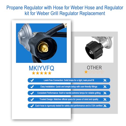 For Weber Hose and Regulator kit, for Weber Grill Regulator Replacement, Fits for Spirit II (2017-2019) and Spirit E310 E320 E210 Genesis II 210/LX 240 and Genesis II 300/400 (2017-2019) Gas Grills. - size: 25 in for Weber Genesis/Summit/Spirit