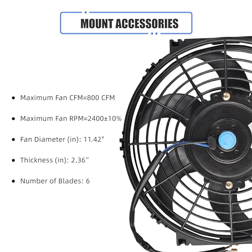 10" Slim Fan Push Pull Electric Radiator Cooling Fan, Black, 2 Packs - color: Black, size: 10'’(2 Pack)