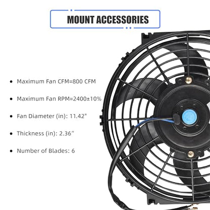 10" Slim Fan Push Pull Electric Radiator Cooling Fan, Black, 2 Packs - color: Black, size: 10'’(2 Pack)