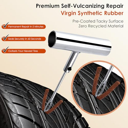Tire Plugs, Vulcanizing Tire Patches Fix a Flat Tire, Standard Heavy Duty Tire Plug, Repair Tubeless Off-Road Tires for Car, RV, SUV, Truck, Motorcycle, Tractor, Mower, Wheelbarrow [Multi-Size: 40Pcs]