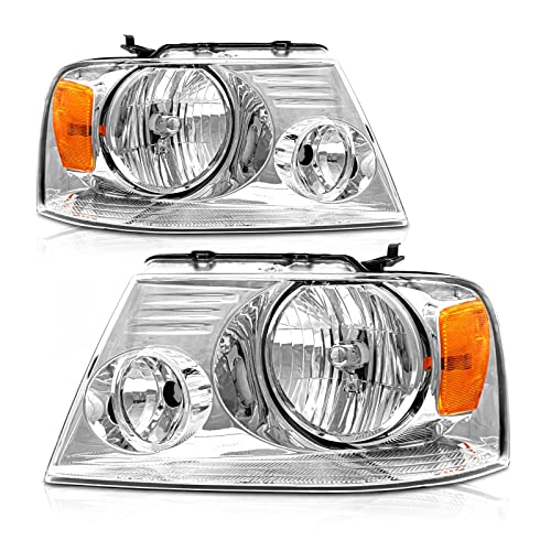 for 2004-2008 Ford F150 Headlights Chrome Housing - color: A-Chrome Housing Amber Reflector