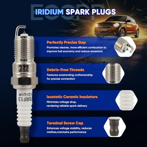 ECCPP Platinum Iridium Spark Plugs 8PCS for Ford for Escort 1.6L/L4 - size: 8PCS Spark Plugs
