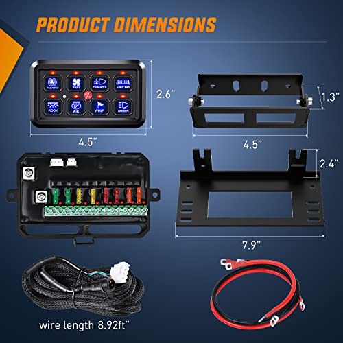 Nilight 8 Gang Switch Panel System Circuit Control Relay System Fuse Wiring Harness Automatic Dimmable ON Off LED Switch Pod for 12V Cars Trucks Campers SUV, 2 Years Warranty,Blue - color: Blue, size: 8 Gang Switch
