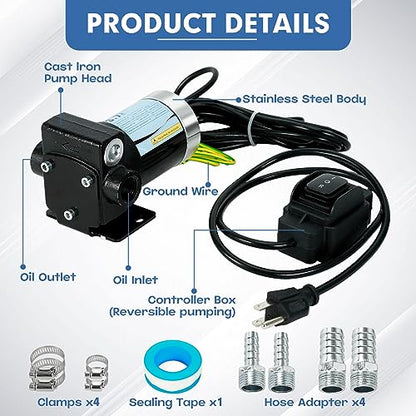 110V Gasoline Oil Fuel Transfer Pump with Connection Cables - size: 110V AC Pump
