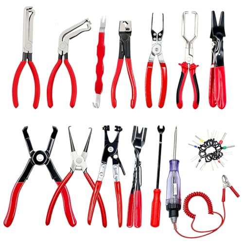 14PCS Automotive Electrical Disconnect Pliers Set: High-Carbon Steel - color: Red-14 pcs
