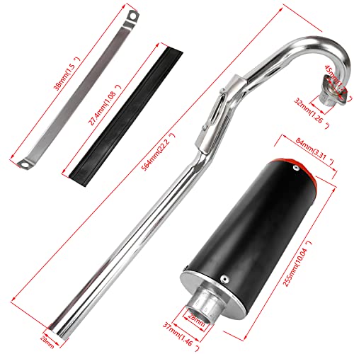 GREHUA 28mm Exhaust Muffler with Heat Wrap Compatible with 50cc 70cc 90cc 110cc 125cc CRF50 CRF70 XR50 SSR110 SSR125 Taotao DB10 DB14 Baja Xpro Apollo Rocketa TTR SDG Coolster Pit Dirt Bike Parts - color: a-red