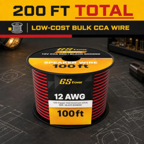 GS Power 12 Gauge Wire Automotive - 200ft CCA Primary Bonded Wire - size: 12 Gauge-100 ft-Bonded