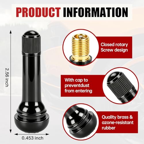 100PCS TR418 Valve Standard 2" Snap in Tubeless Rubber Tire Valve Stem TR 418 Black - color: 100PCS, size: TR418