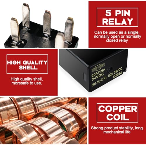 Automotive Purpose Relays 301-1C-C-R1-U02-24VDC 5 PIN (4Pack) - size: 4Pack-24VDC-U02