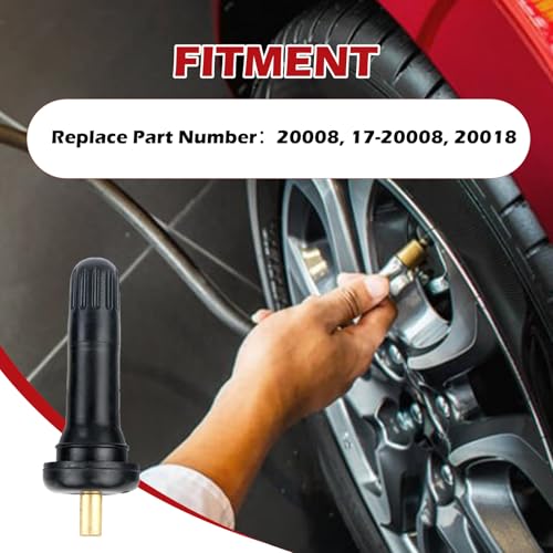 100PCS TPMS 20008 Snap-in Rubber Tire Valve Stems with Red Wrench, TPMS Sensor Valve Stem Kit Compatible with Ford GMC Chevy Subaru Dodge, Replaces 17-20008 20018
