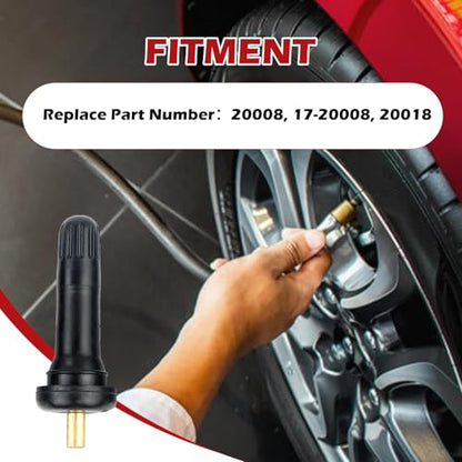 50PCS TPMS 20008 Snap-in Tire Pressure Sensor Valve Stems Rubber Tire Valve Stem Fit for GMC Ford Chevy Subaru Pontiac, with 1PCS Red Wrench