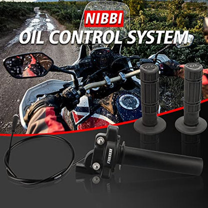 NIBBI Twists Throttle Grip,Dirt Bike Grips with Throttle Cable and Handlebar Grip for SSR125 Pit Bike, 22mm Motorcycle Throttle Assembly - color: Black