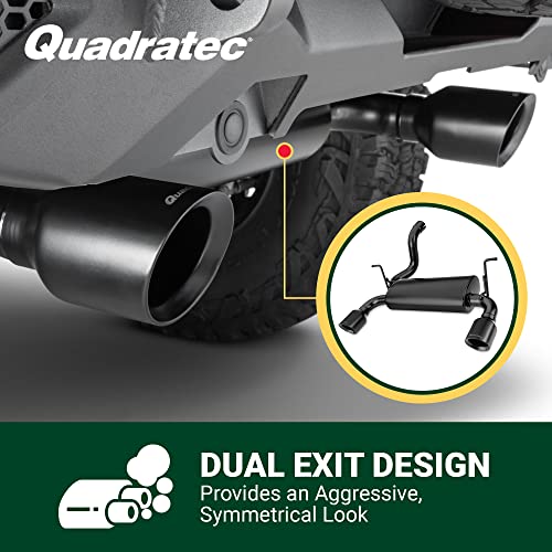 Quadratec Axle Back Dual Outlet Performance Exhaust System - Fits Jeep Wrangler JL 2018-2022 - Offroad Durability - Stainless Steel, Black Finish - Deep Smooth Exhaust Tone - 2.5" Pipe, 4" Tips