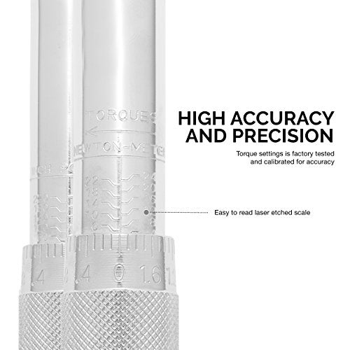 Neiko 03714A 1/4" Drive Adjustable Click Torque Wrench | SAE | 20-200 Inch-Pound Chrome Vanadium Steel | 10.75" Length - size: 20 - 200 in-lb, 10.75" Length, style: 1/4" Drive