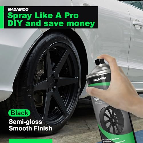 NADAMOO Black Spray Paint for Wheels, Semi-Gloss - color: Black, size: 13 Ounce (Pack of 4)