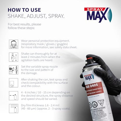 SprayMax 1K 3 in 1 Primer Black | Automotive Spray Paint | All-in-One - color: Black