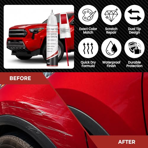 Touch Up Paint for Toyota Supersonic Red(3U5), 0.4 fl oz OEM Color Match Automotive Paint Pen for RAV4/Camry/Camry/Tacoma/Tundra/Toyota Crown/Prius/Sequoia/bZ4X - color: Supersonic Red