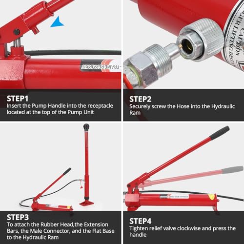 10 Ton Hydraulic Ram Auto Body Frame Repair Kit, Versatile Applications with Comprehensive Components, Durable Storage Solution, Heavy Load Capacity, Quick & Easy Set-Up for Automotive and Furniture. - size: 10TON