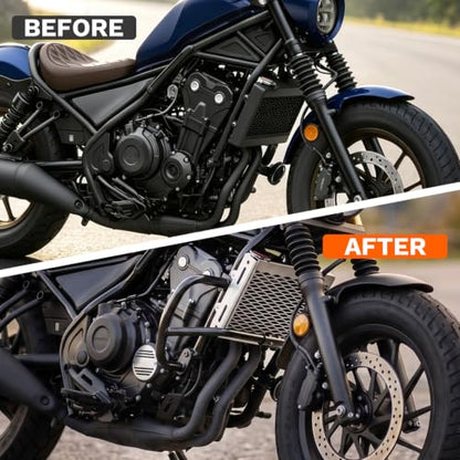 CHIFUN Engine Guard Highway Crash Bar for Honda Rebel 300 CMX300 2017-2025, Rebel 500 CMX500 2017-2025, CL300 2023 2024, 1.25‘’ Steel Motorcycle Frame Protection Bars Replacement (Black)