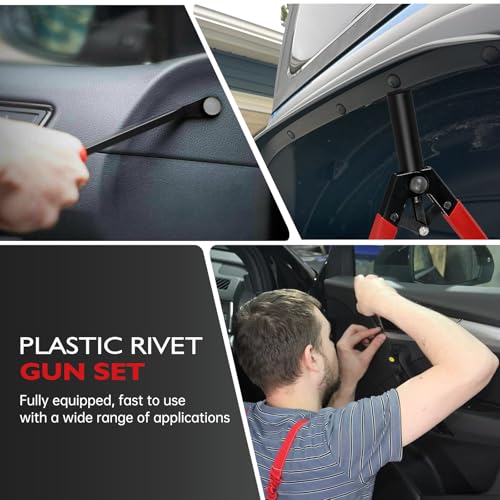OTUAYAUTO 82Pcs Plastic Rivet Gun Set - size: 80Pcs 4 Sizes Clips with 2 Remover
