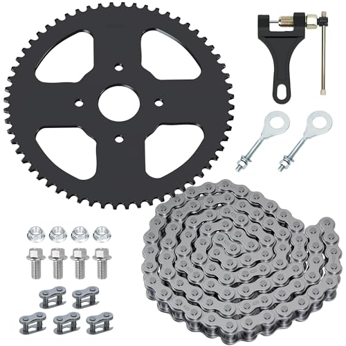 YOXUFA Mini Bike Sprocket 60T with 420 Chain 90 Links Compatible with Coleman CT200U BT200X CT200U-EX Baja Warrior Massimo TrailMaster MB200 Axis M200 Predator 212 196cc 200cc 6.5hp Powersports Parts - color: black