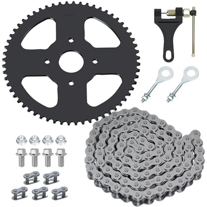 YOXUFA Mini Bike Sprocket 60T with 420 Chain 90 Links Compatible with Coleman CT200U BT200X CT200U-EX Baja Warrior Massimo TrailMaster MB200 Axis M200 Predator 212 196cc 200cc 6.5hp Powersports Parts - color: black