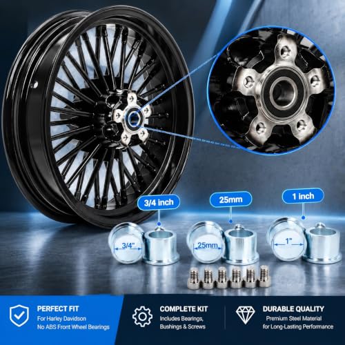 TOFR 16x3.5 Fat Spoke Black Front Wheel For Harley Softail Choppers 00-22 - color: Gloss Black, size: Front:16x3.5