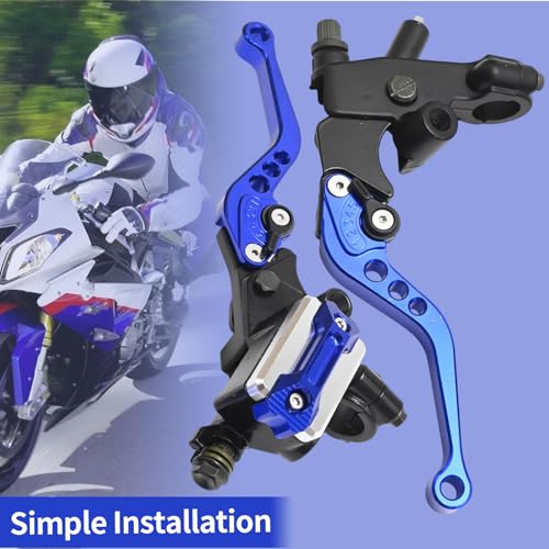 7/8" 22mm Blue Motorcycle Brake Lever Handlebar Master Cylinder Clutch Levers Kit, Left-Right Handle, Replacement for Harley, Replacement for Kawasaki