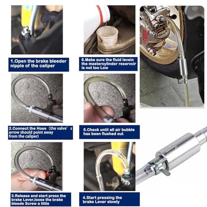 3PCS Brake Bleeder Hose One Way Check Valve