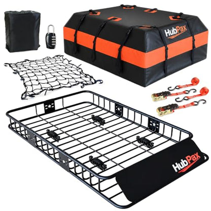 Roof Mount Cargo Carrier Basket & 20 Cu Ft. Waterproof Cargo Bag - size: 20 Cubic feet