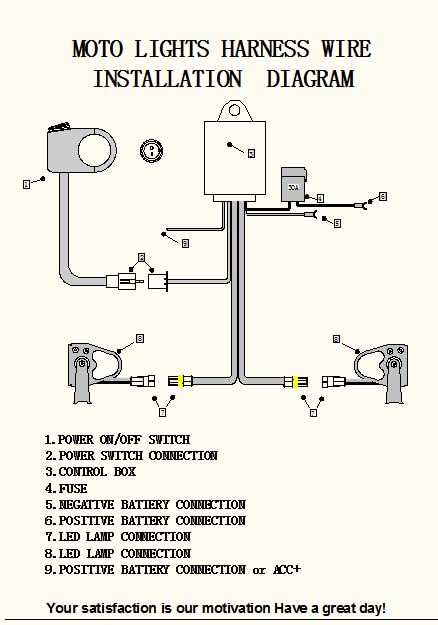 Wiring Harness Switch Kit for Motorcycle LED Light,with 3 Models:Always On/Strobe/Left and Right Flashing,by Upgrade IC Intelligent Control Motorcycle Driving Lights Switch