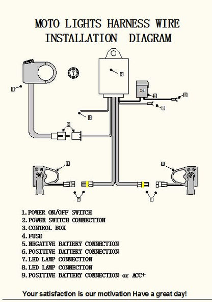 Wiring Harness Switch Kit for Motorcycle LED Light,with 3 Models:Always On/Strobe/Left and Right Flashing,by Upgrade IC Intelligent Control Motorcycle Driving Lights Switch