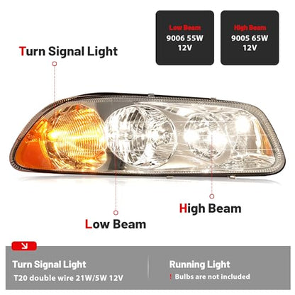 HECASA Headlight Compatible with 1998-2018 Mack CX CXN CXU GU4 GU5 GU7 GU8 - color: Clear Lens+Chrome Housing, size: Pair