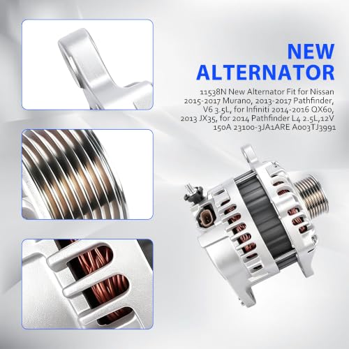 11538N Alternator Compatible with Infiniti JX35 2013 V6 3.5L - size: 11538N