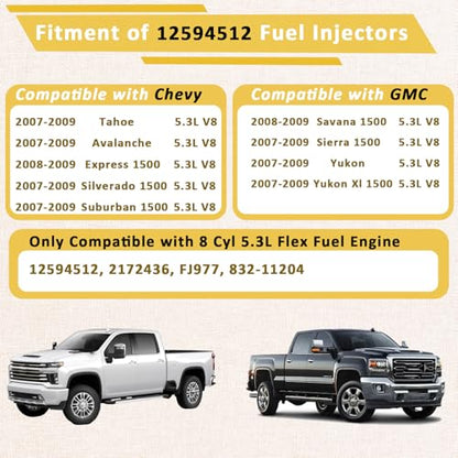2007-2009 Tahoe Silverado & Yukon Sierra 5.3 Flex Fuel Injectors