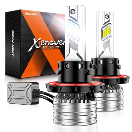 SEALIGHT H13 Bulbs, 120,000LM 17X Brightness, 9008 H13 6500K White, IP68 Waterproof 80000Hrs Lifespan, 5X Heat Dissipation driving, Plug and Play, Tail Light Assemblies, 2 Pack - color: White, size: 9008