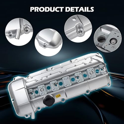 11121432928 Aluminum Valve Cover Kit with Gasket & Bolts - Compatible with 1999-2002 BMW 323i/325i/328i/330i/525i/528i/530i/Z3/X5 M52 M54 2.5L 2.8L 3.0L - color: 11121432928 Aluminum Valve Cover Kit