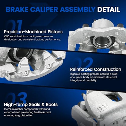 2PCS Front Brake Caliper Assembly for Mazda 3 2005-2006 2008-2013 - size: Front[19B2942B & 19B2943B]