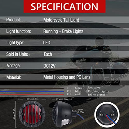 Motorcycle Tail Lights Chopper Side Mount Taillight LED Brake License Plate Light Compatible for Harley Bobber Cafe Racer Cruiser Honda Shadow Yamaha Suzuki Kawasaki(SMD LED) - color: SMD LED