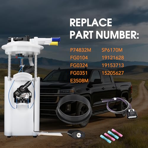 Electric Fuel Pump Module Assembly Fit for Chevrolet Tahoe & GMC Yukon(2000-2003) Cadillac Escalade(2002-2003), V8 4.8L 5.3L 6.0L, Replace, E3508M, FG0351, SP6170M, With Sending Unit Pressure Sensor