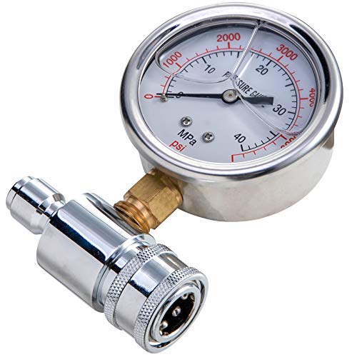 Raincovo Pressure Washer Gauge, 6000 PSI, 3/8 Inch Quick Connect