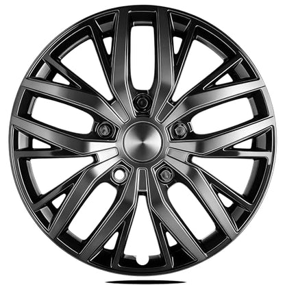 17-Inch Silver ABS Hubcaps with Steel Rings & Adjusters, Patented Design, Universal Fit, Set of 4 Wheel Covers (Black-Gunmetal Grey) - color: Black-Gunmetal Grey