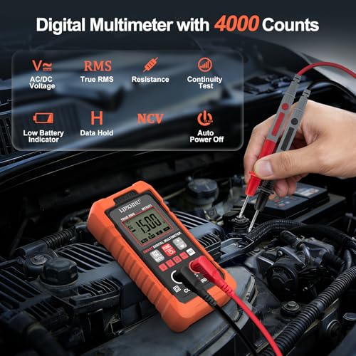 Digital Multimeter Voltmeter TRMS 4000 Counts Non-Contact Voltage Tester - color: Orange