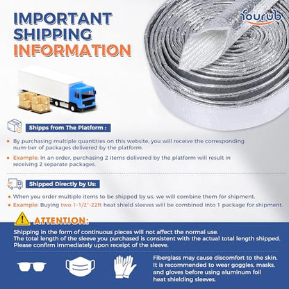 Automotive Aluminum Heat Shield Sleeve Wrap Wire Up to 485 °F, Cable Heat Shield Fire Sleeve Heat Resistance Silver Inner Diameter (3/8"-14ft) - size: 3/8"-14ft