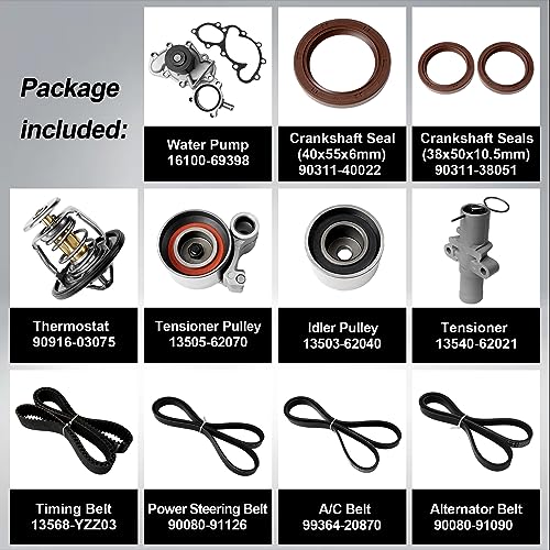 Timing Belt Kit Water Pump, Fit For 1995-2004 Toyota 4Runner, Tacoma 3.4L - size: TKT025 With Thermostat