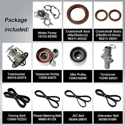 Timing Belt Kit Water Pump, Fit For 1995-2004 Toyota 4Runner, Tacoma 3.4L - size: TKT025 With Thermostat