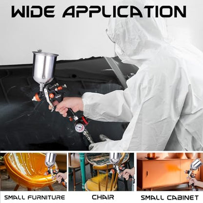 Spray Paint Gun Set, 3 HVLP Air Paint Spray Guns, 4 Nozzles, 4 Cups