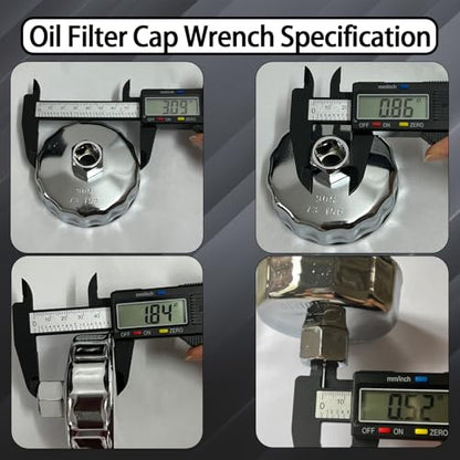 73mm Oil Filter Wrench, 15 Flute Wrench & 1/2Inch Square Drive Flute Oil Filter Removal Tool, Compatible with PF63/PF64 Oil Filter - size: 73mm 15 Flute